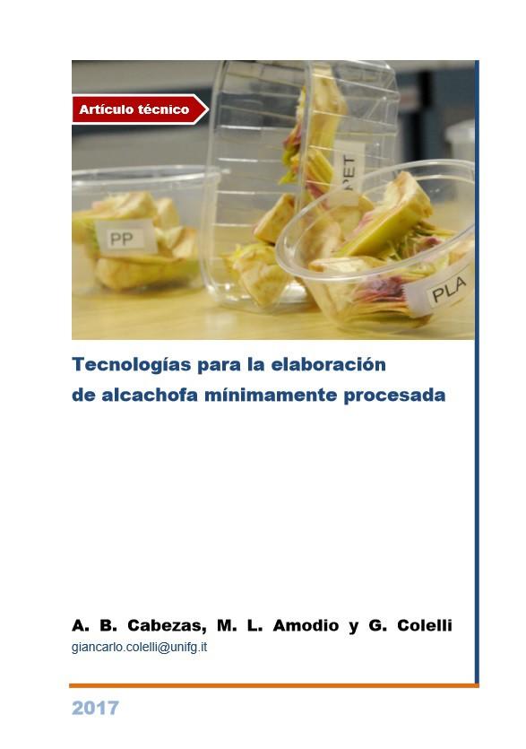Tecnologías para la elaboración  de alcachofa mínimamente procesada