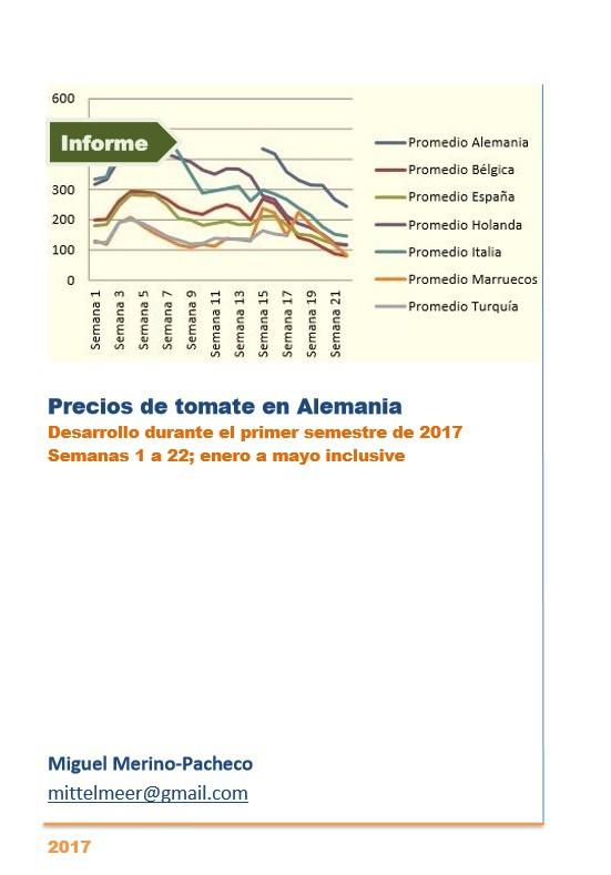 Precios de tomate en Alemania, desarrollo durante el primer semestre de 2017
