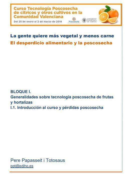 El desperdicio alimentario y la poscosecha